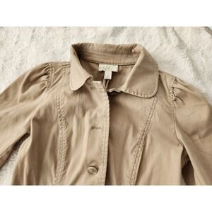 ANN TAYLOR LOFT Women's Beige Utility Jacket Size 4 Belted Waist Casual Blazer